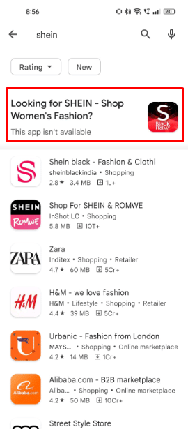 Shein is banned in India