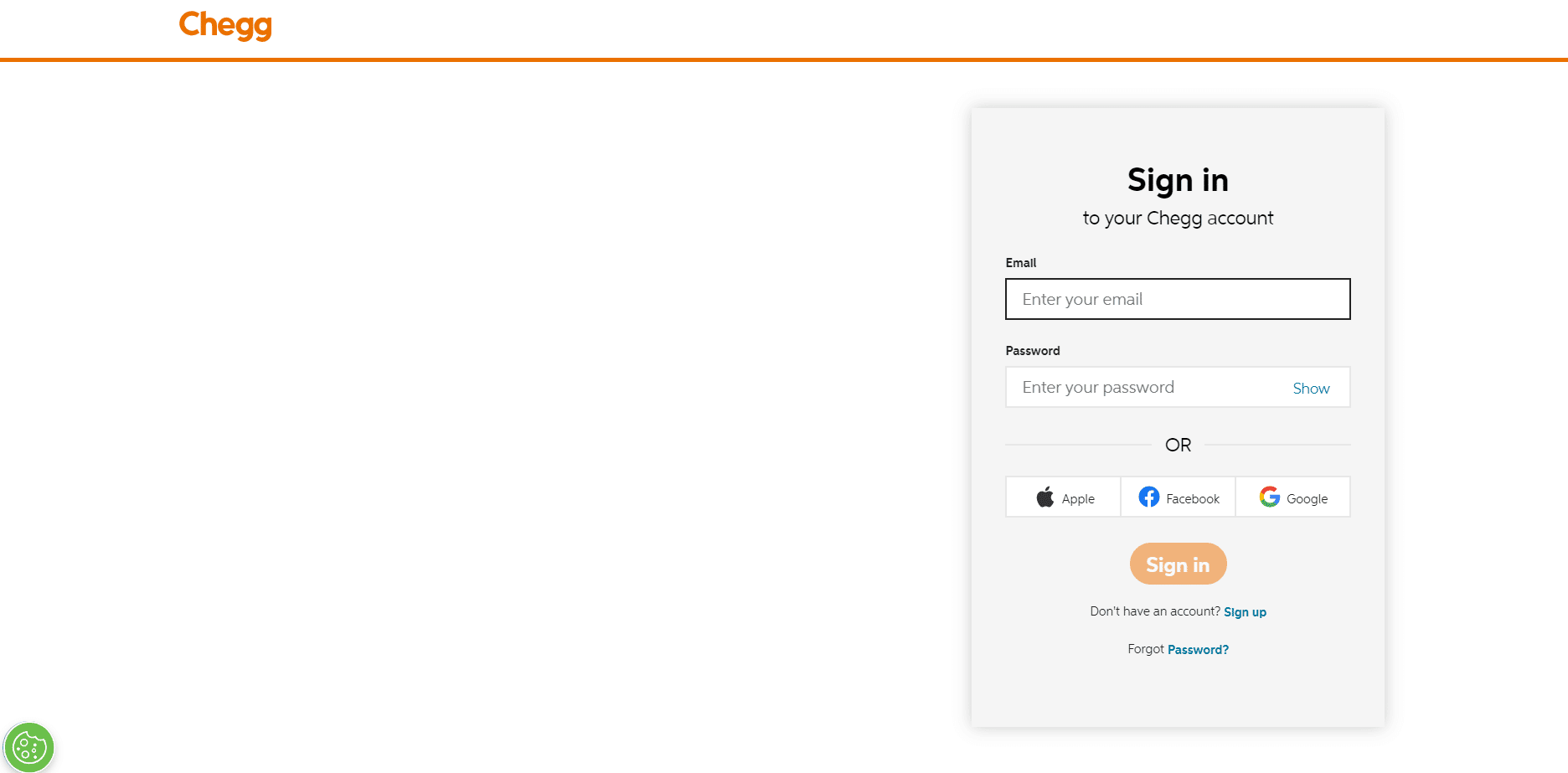 sign in on chegg 