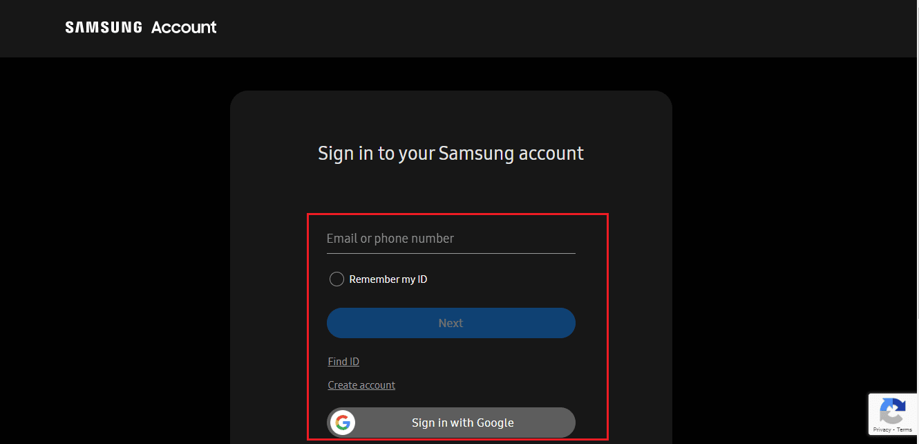 sign in to Samsung account