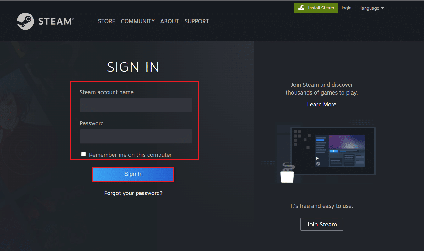 sign in to steam from browser