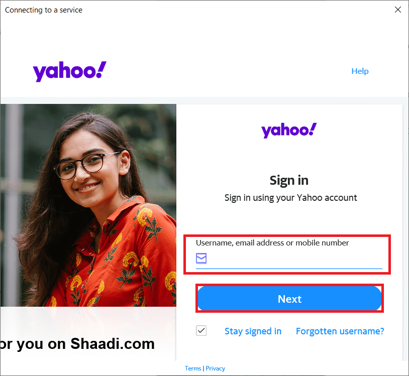 Sign in to your Yahoo Mail account