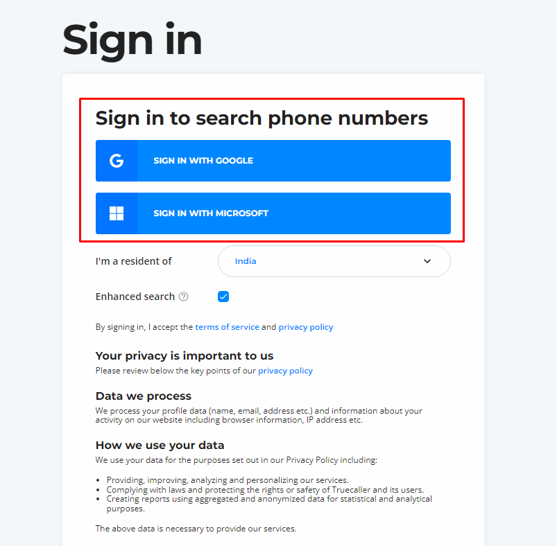 Sign In using either your Google or Microsoft account.