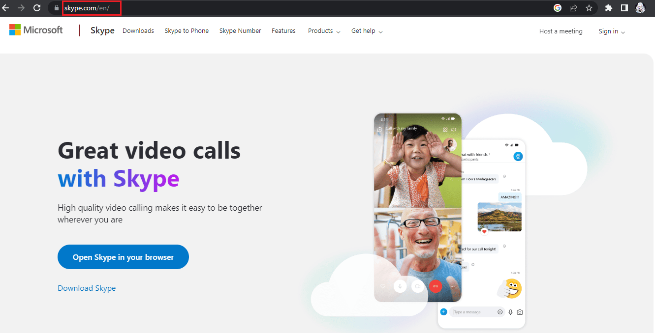 Skype-hjemmesiden
