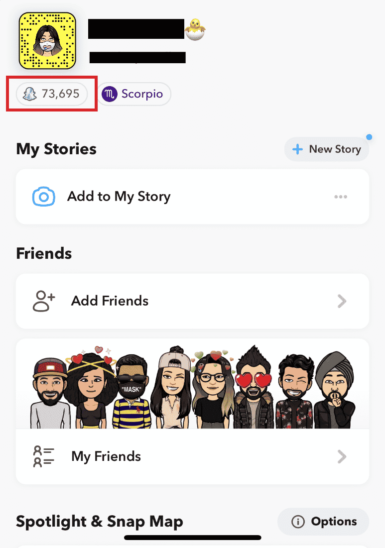 Snapchat score in numbers