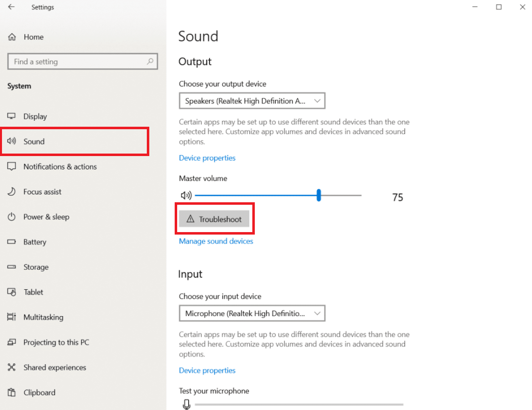 Sound option in settings.