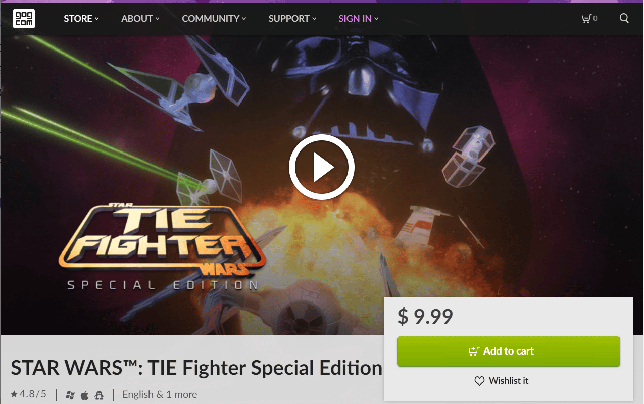 Star Wars TIE Fighter Special Edition