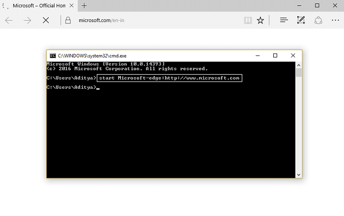 start Microsoft Edge from command prompt(cmd)