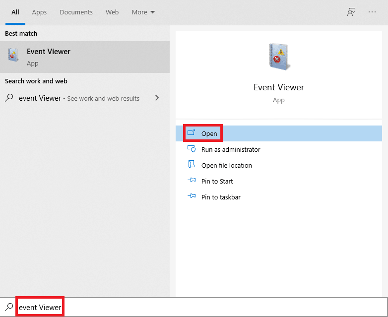 open event viewer app. Fix The Procedure Entry Point Error on Windows