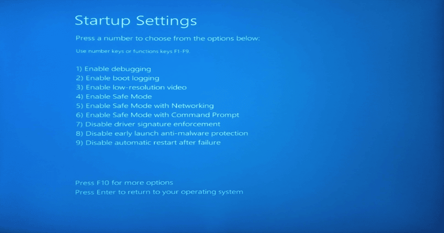 Startup settings