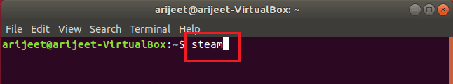 steam command in linux terminal