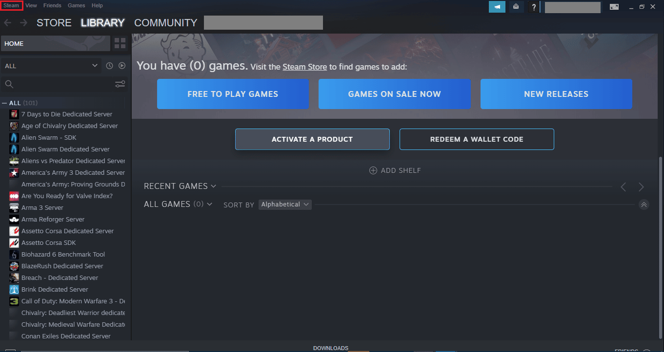 Steam option on the steam app. Fix No Steam User Error on Garry’s Mod 