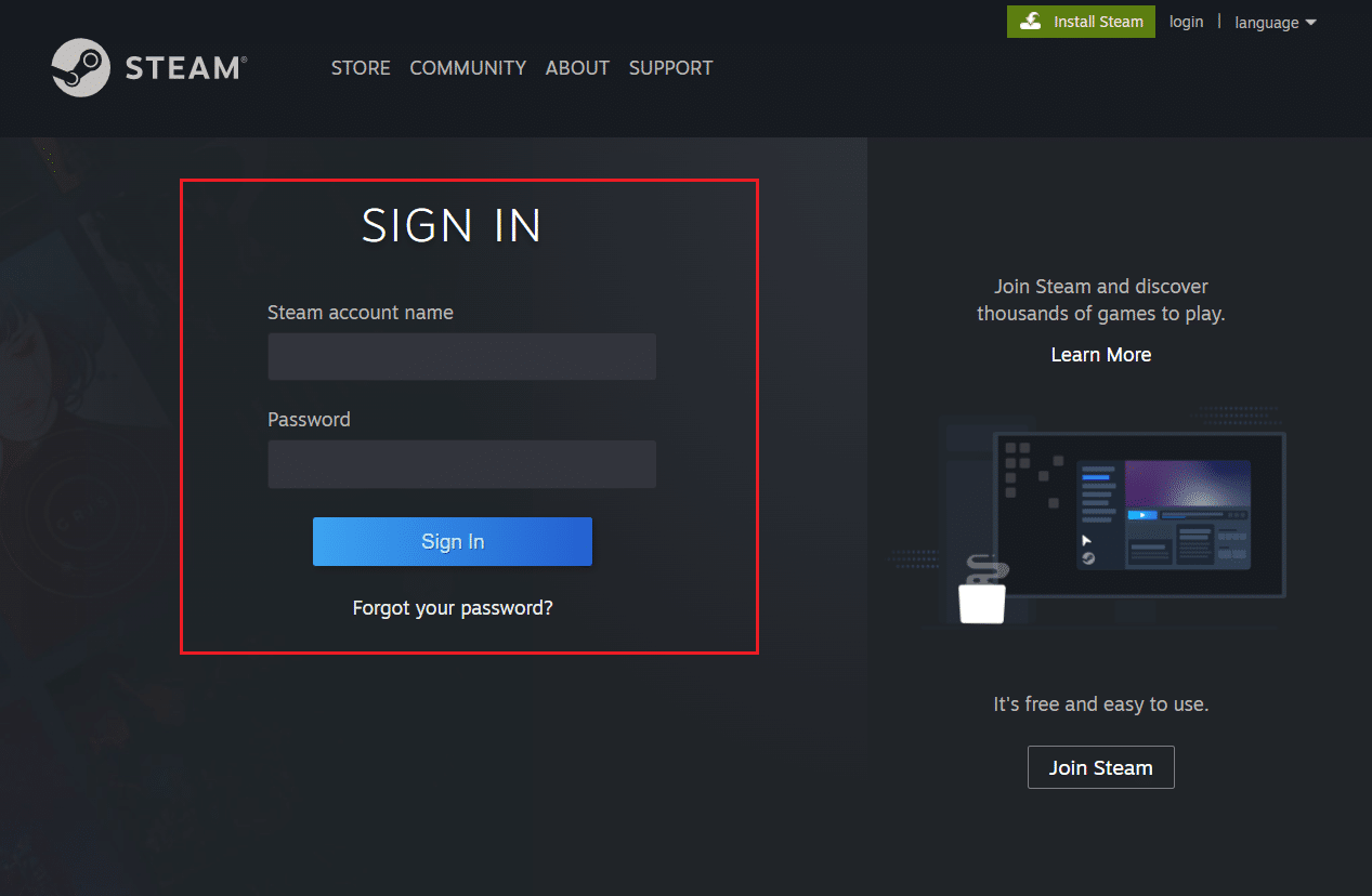 steam web sign in or log in