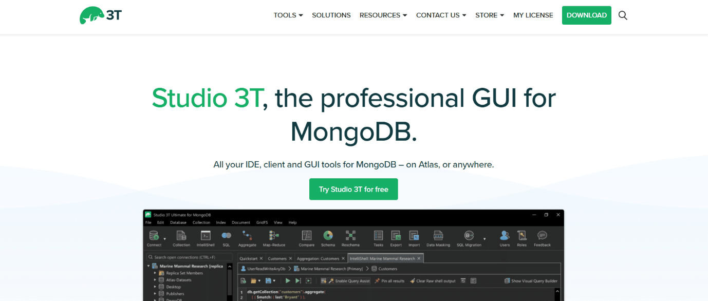 Studio 3T. Best MongoDB GUI Apps