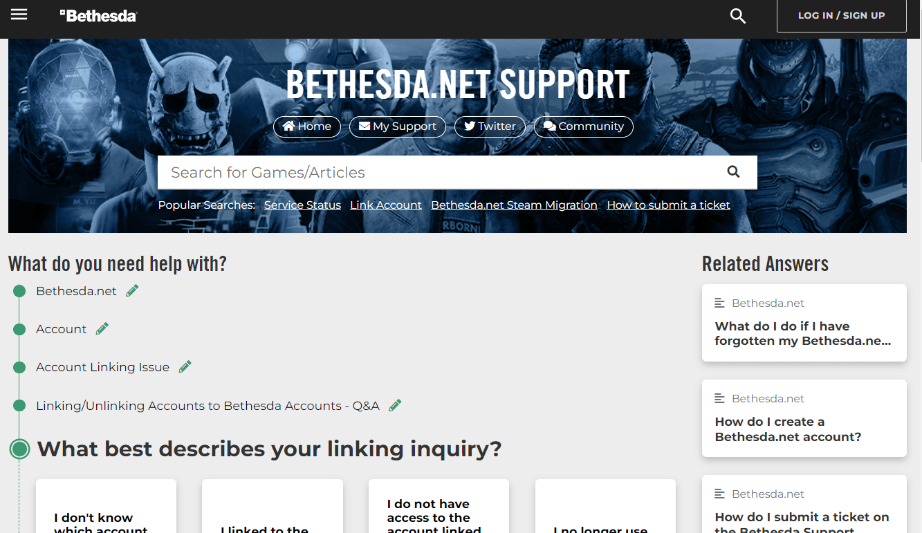 submit a ticket to Bethesda