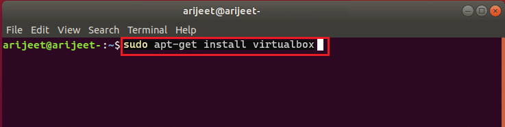 sudo apt obtener instalar virtualbox