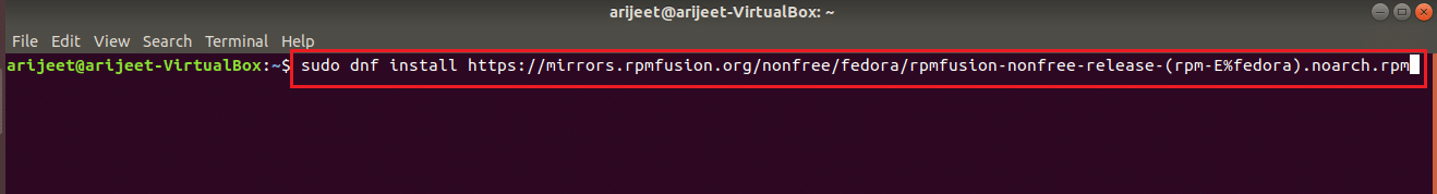 sudo dnf installa il comando fedora noarch.rpm nel terminale Linux. Come entrare in mezzo a noi su Linux