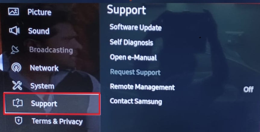 Nastavitve podpore Samsung Smart TV