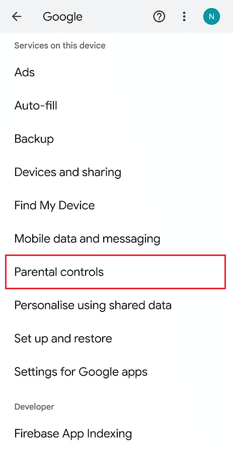 swipe down and tap on Parental controls | How to Switch Email for Parental Control in Google