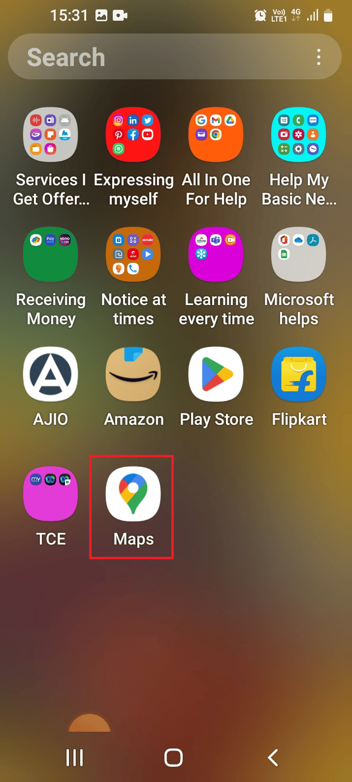 Swipe up the screen and open the Maps app