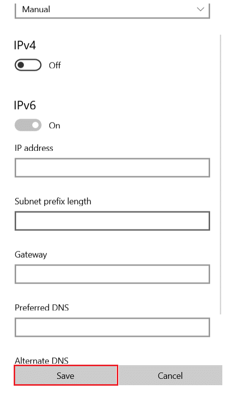switch on the toggle of IPv6 and enter details