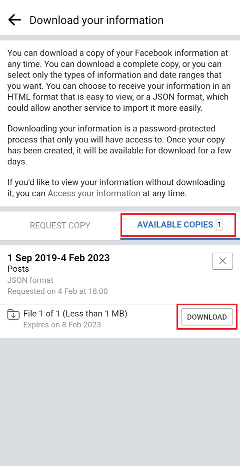 switch to the AVAILABLE COPIES tab and tap on DOWNLOAD