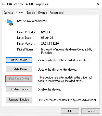 Switch to the Driver tab and select Roll Back Driver, as shown. Fix Ntoskrnl.exe High CPU Usage