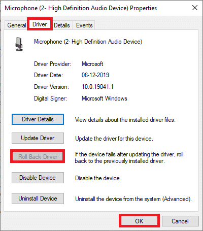 Switch to the Driver tab and select Roll Back Driver. Click on OK to apply this change. How to Fix Discord Screen Share Lag
