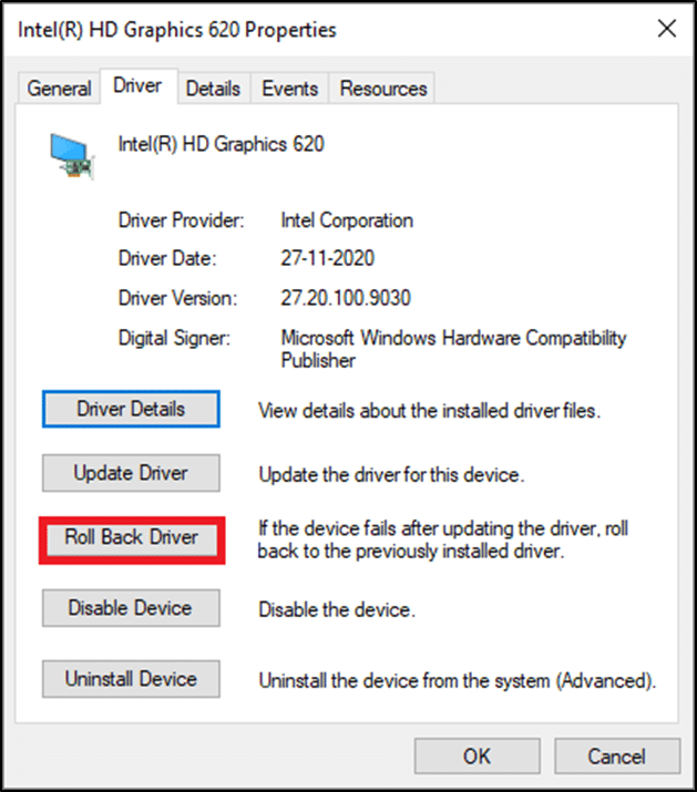 switch to the Driver tab and select Roll Back Driver. How to tell if your graphics card is dying