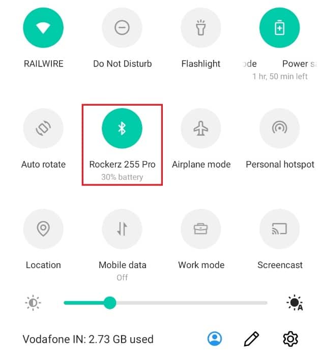 Tap and hold the Bluetooth option