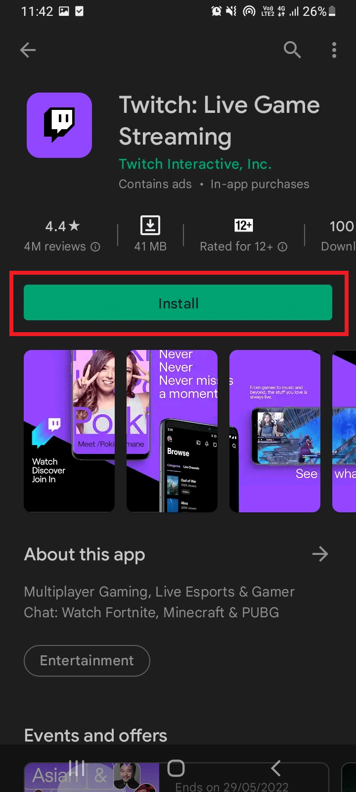 Tap Install to download it. How to Activate Twitch Account