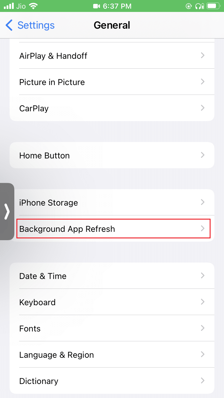 tap on Background app refresh option in General Settings on iPhone. How to Cast Popcorn Time to Smart TV