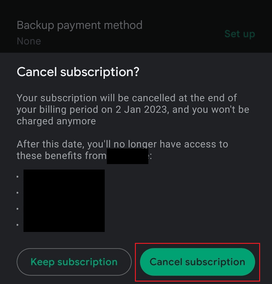 tap on Cancel subscription from the popup | How to Delete iHeartRadio Account