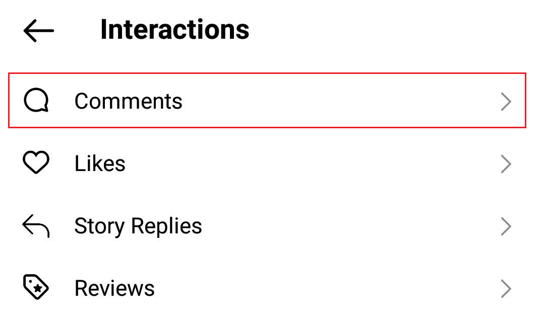 tap on Comments to see all your comments in one place as the newest comments are placed at the top
