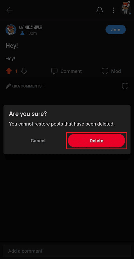 tap on Delete from the confirmation popup