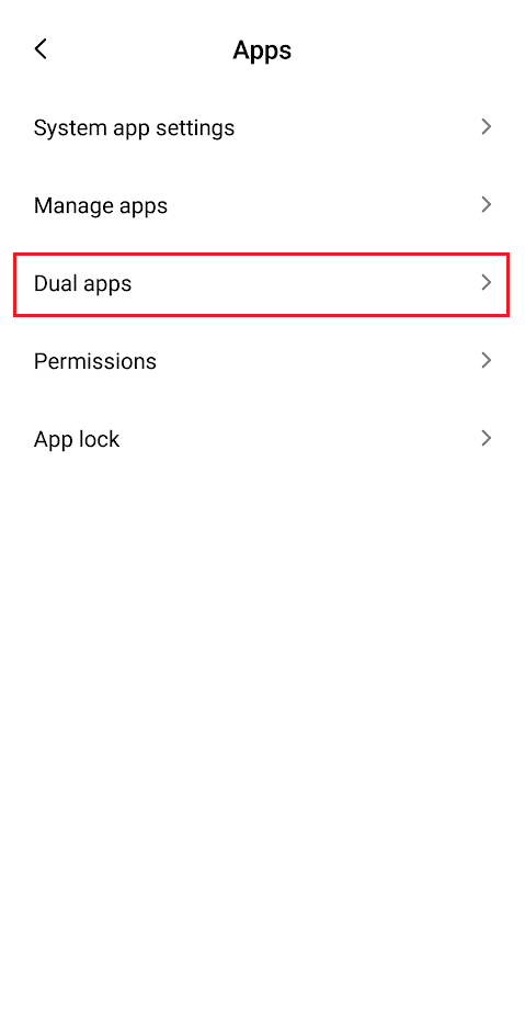 tap on Dual apps