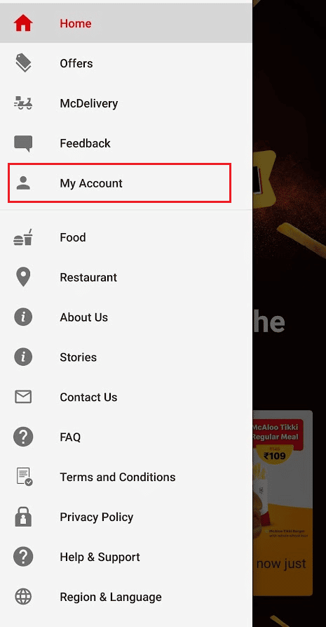 tap on My Account | How to Use McDonald's App