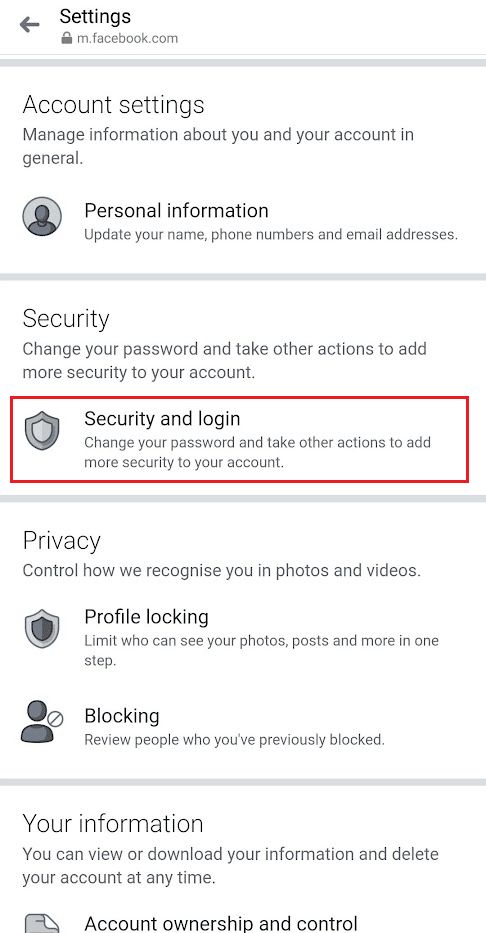 tap on Security and login