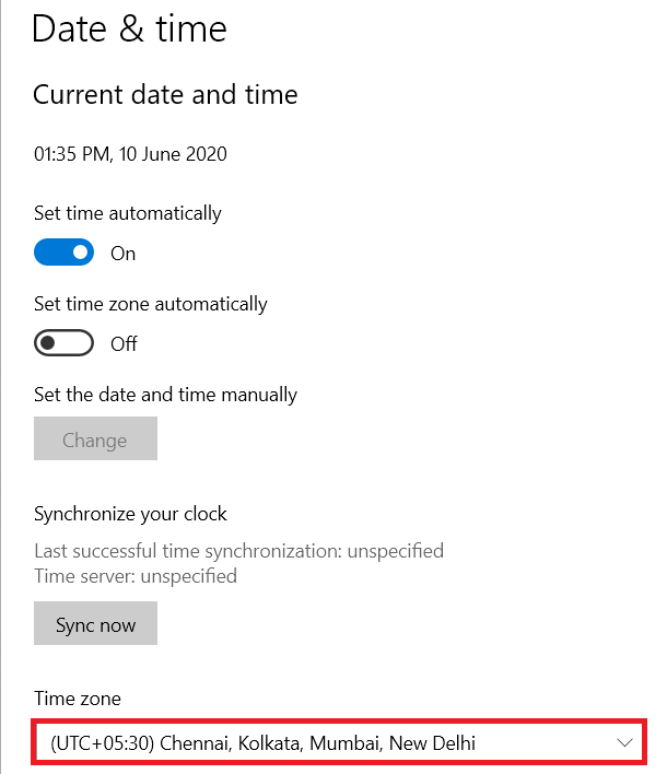 tap on Time Zone | Fix Error Code 16: This Request Was Blocked