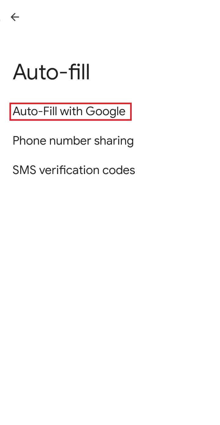 Tap on autofill with google