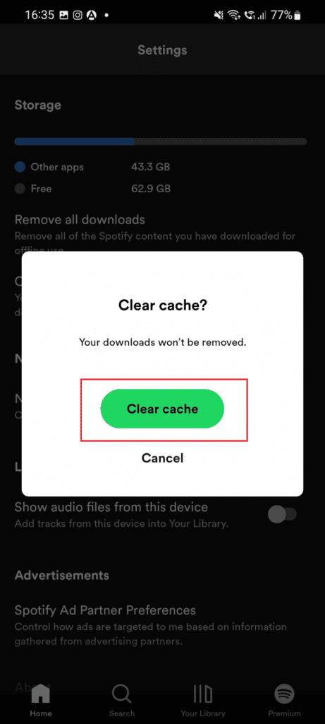 Tap on Clear cache. Fix Spotify Duo Not Working