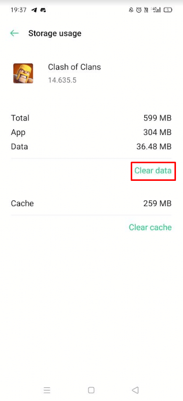Tap on Clear Data.