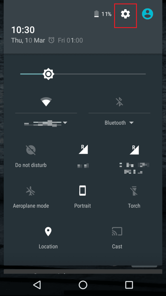 tap on cog icon to open settings of Moto X phone