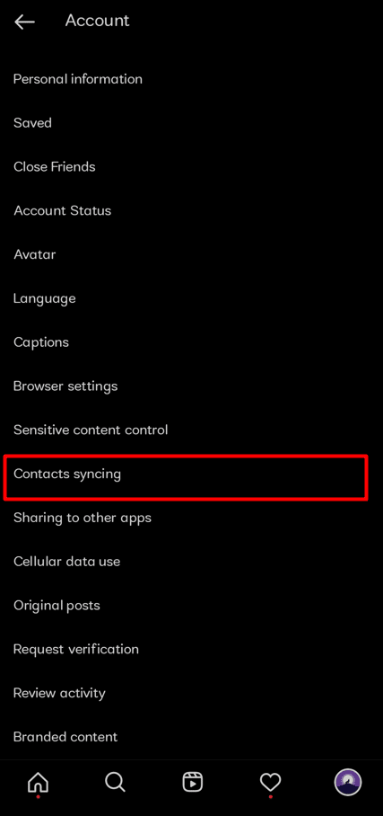Tap on Contact syncing.