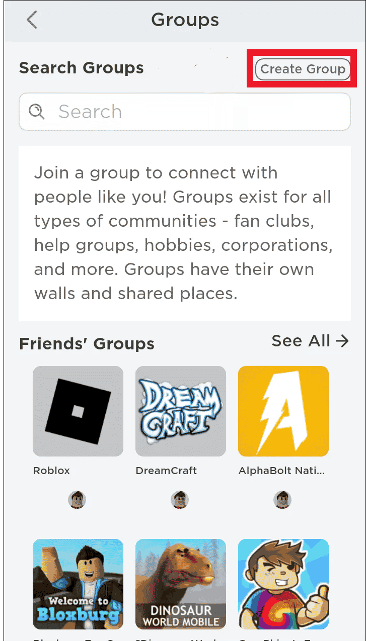 Tap on Create group options