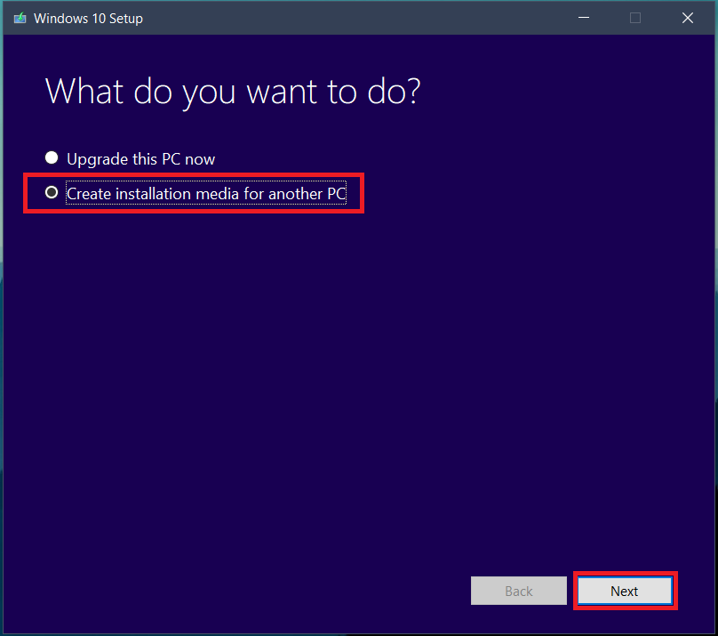 tap on create installation media for another PC | Download Windows 10 for free