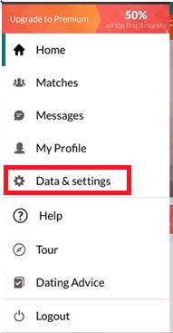 Tap on Data and Settings