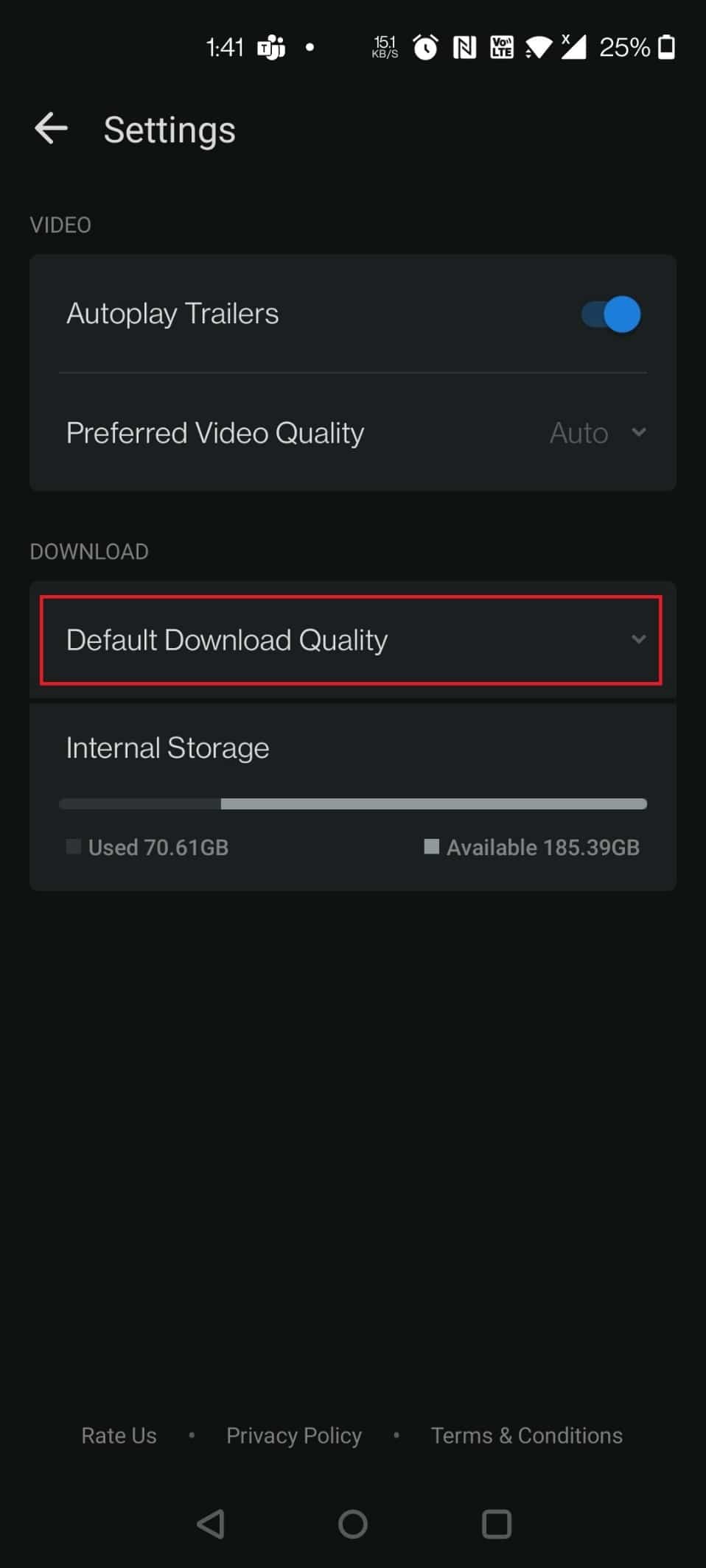 tap on Default Download Quality. Fix Disney Plus Not Loading