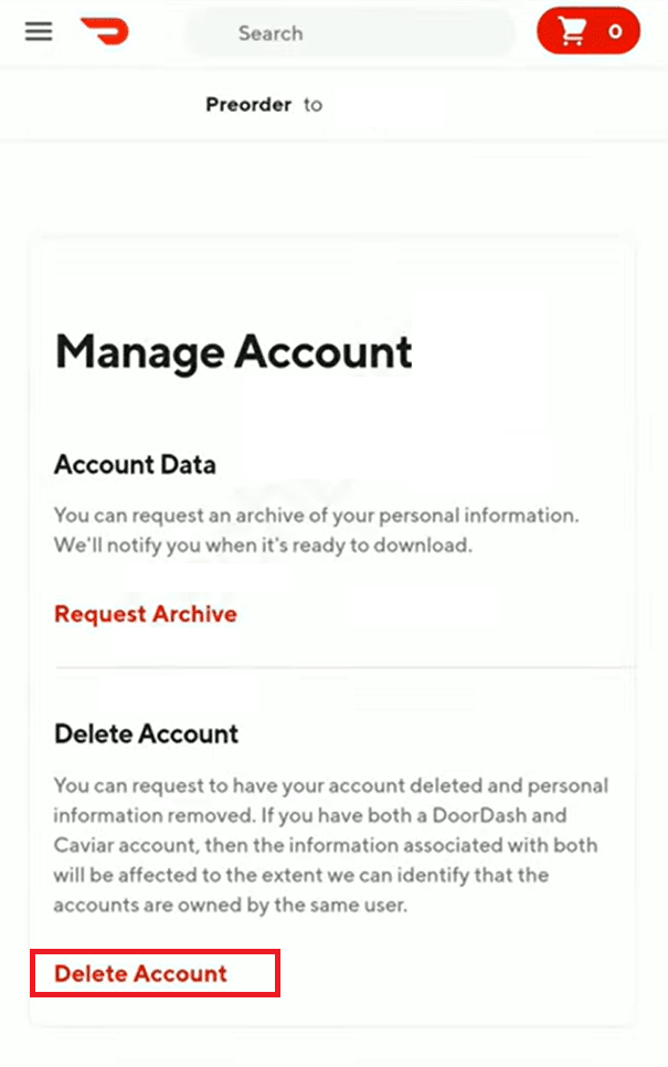 Tap on Delete Account at the bottom