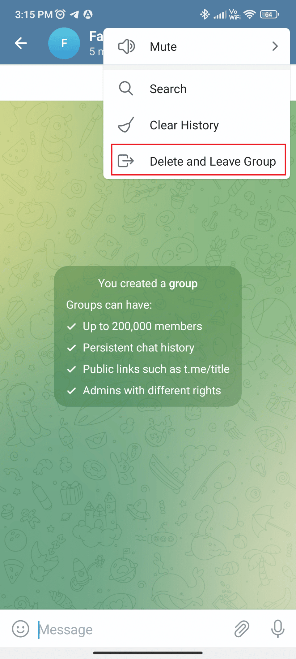 Tap on Delete and Leave Group. How to Add Members in Telegram Group