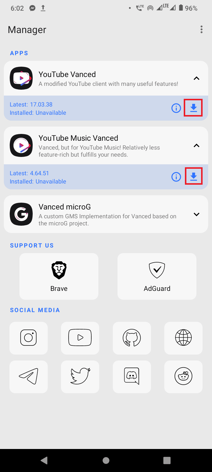 tap on download icon to download the youtube vanced